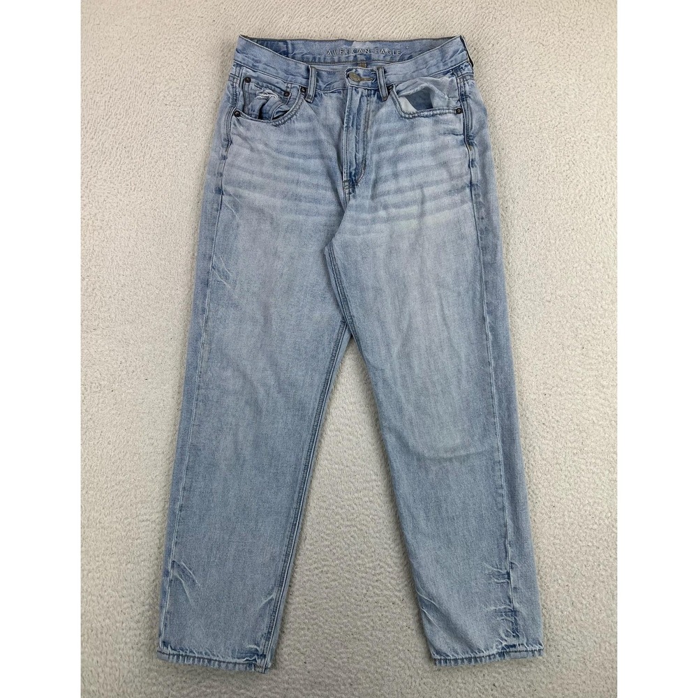 American Eagle 90s Boyfriend Jeans Womens 4 Light Wash High Rise Distressed Blue